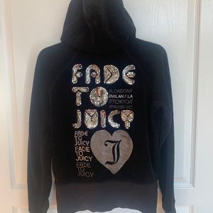 Juicy Couture black terry sequin zip-up hoodie